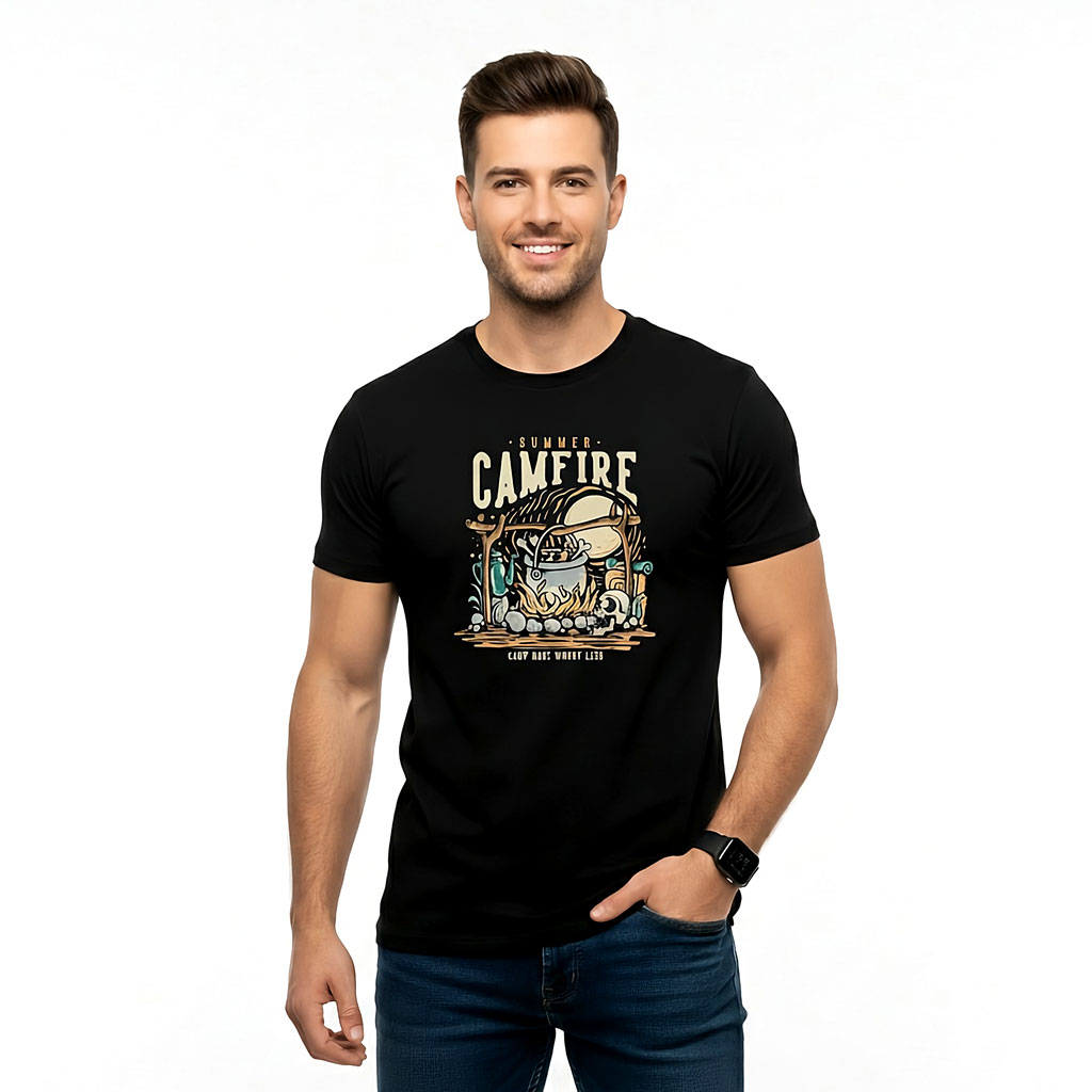 Summer Campfire Graphic T-Shirt – Camp More, Worry Less