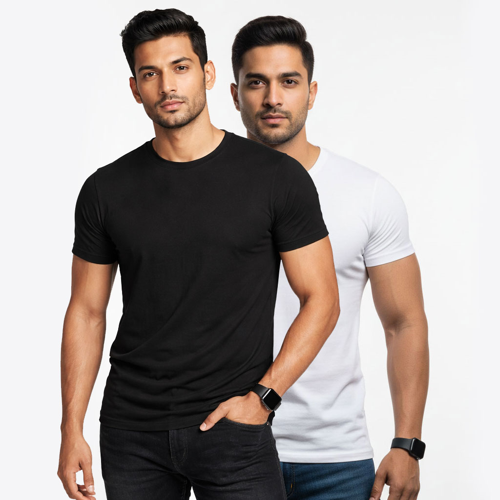 Black & White Classic T-Shirt Combo – Pack of 2