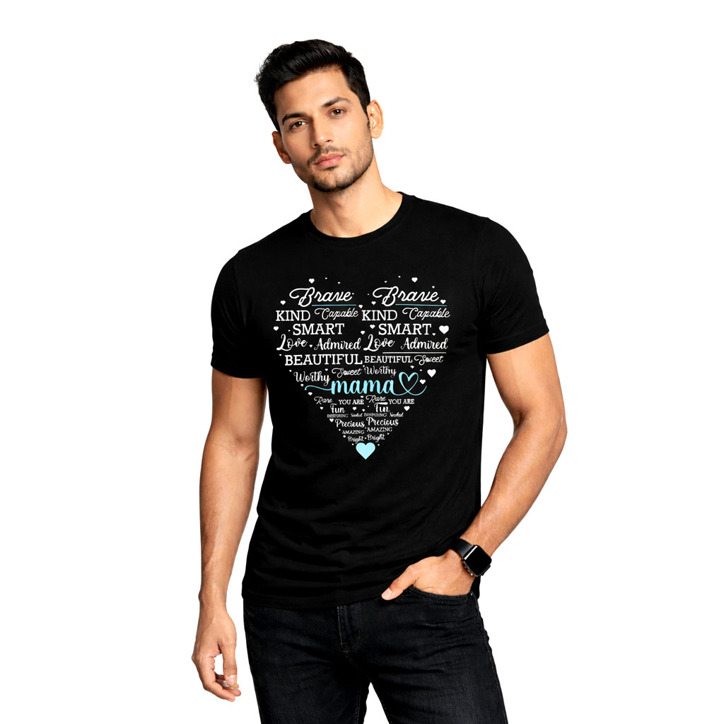 Men’s “Mama Love” Typography Graphic Black T-Shirt | Premium Cotton Crew Neck Tee