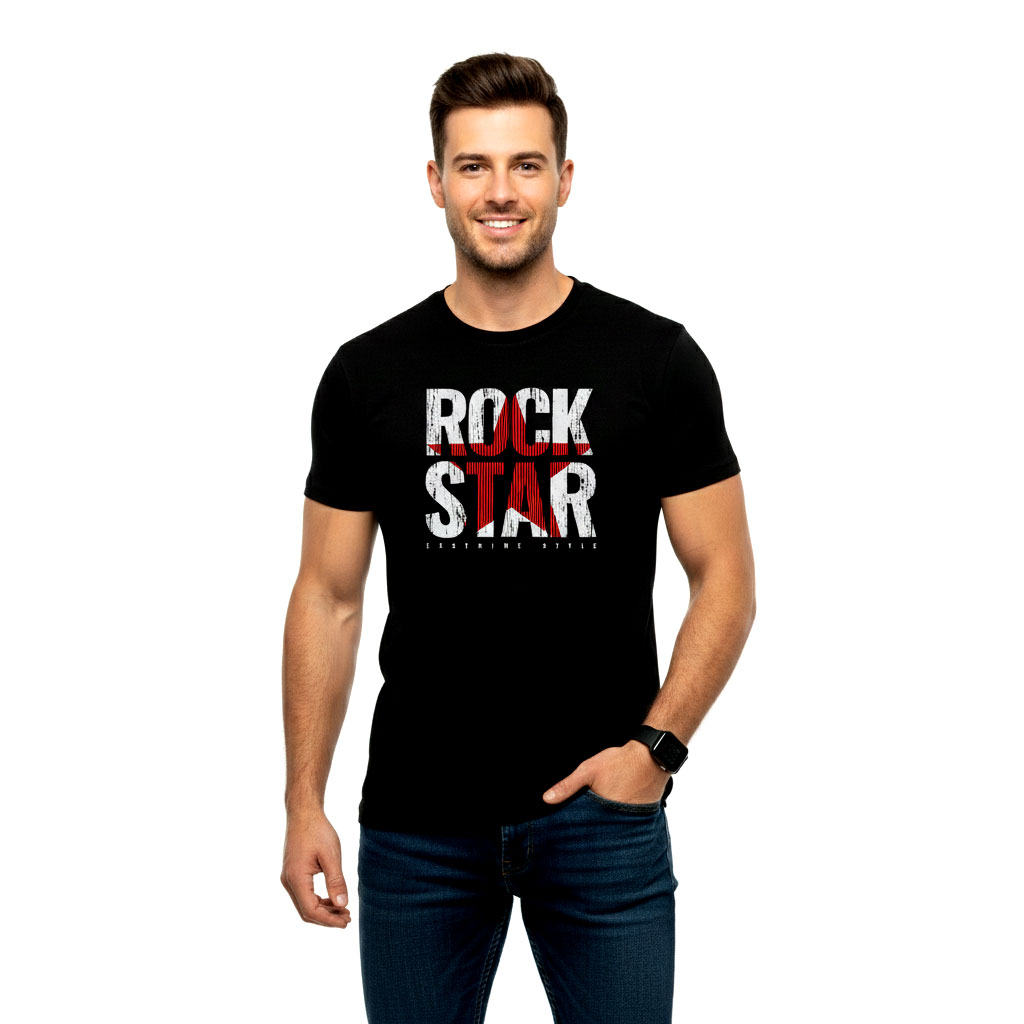 Rock Star Graphic Black T-Shirt for Men | Premium Cotton Casual Tee
