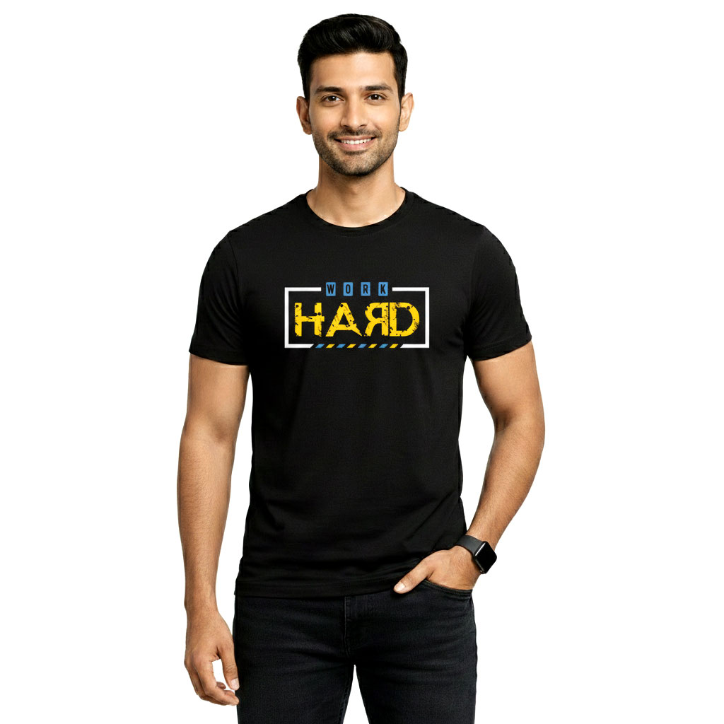 Work Hard – Premium Black Graphic T-Shirt for Men