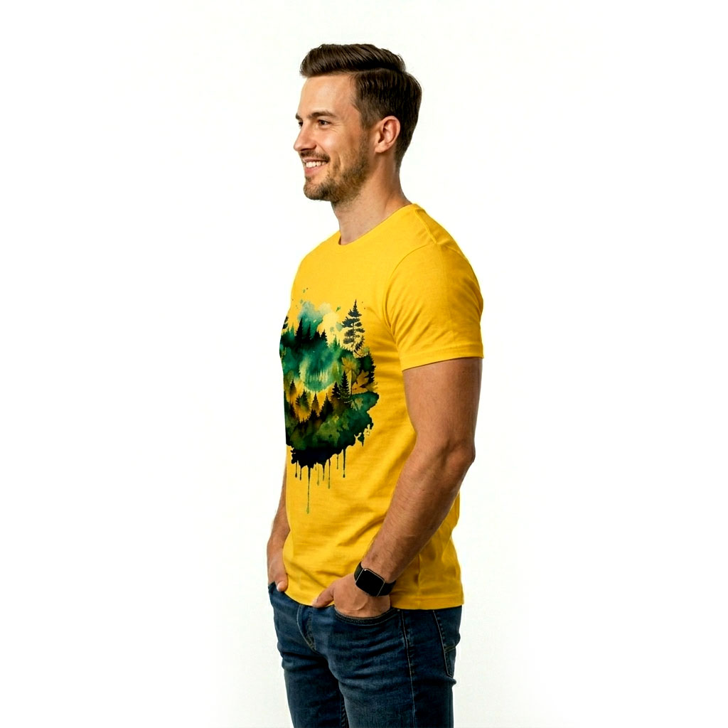 Nature-Inspired Forest Graphic T-Shirt – Artistic Watercolor Landscape Tee