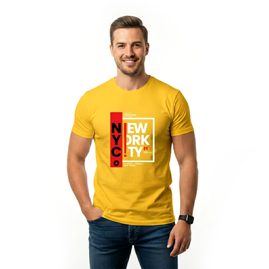 NYC New York City Graphic Yellow T-Shirt – Urban Street Style Tee