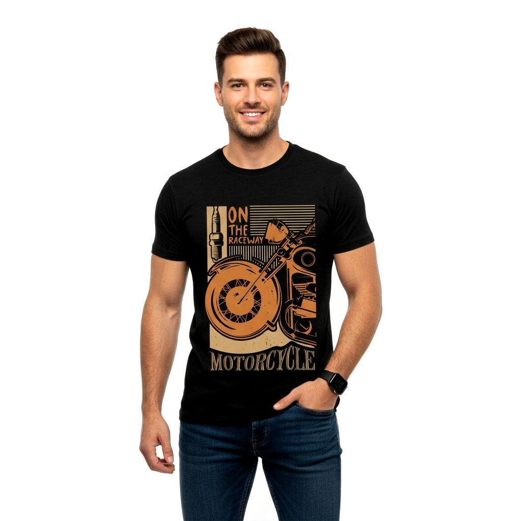 Motorcycle Graphic T-Shirt for Men – On The Raceway Biker Tee