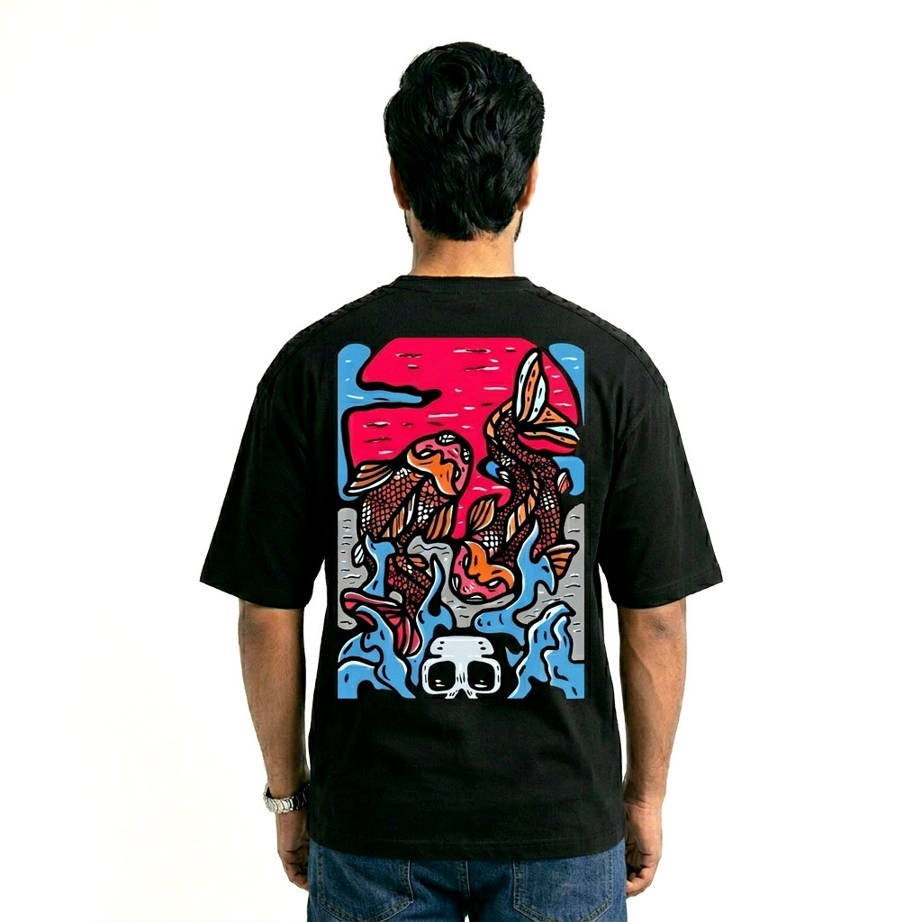 Men’s Oversized Black Graphic Printed T-Shirt