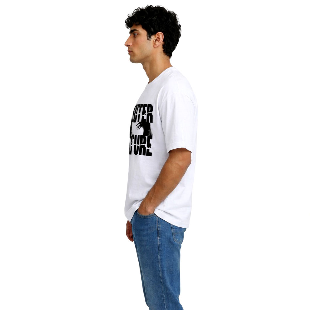 Counter Culture Graphic Bold Typography Streetwear White T-Shirt for Men
