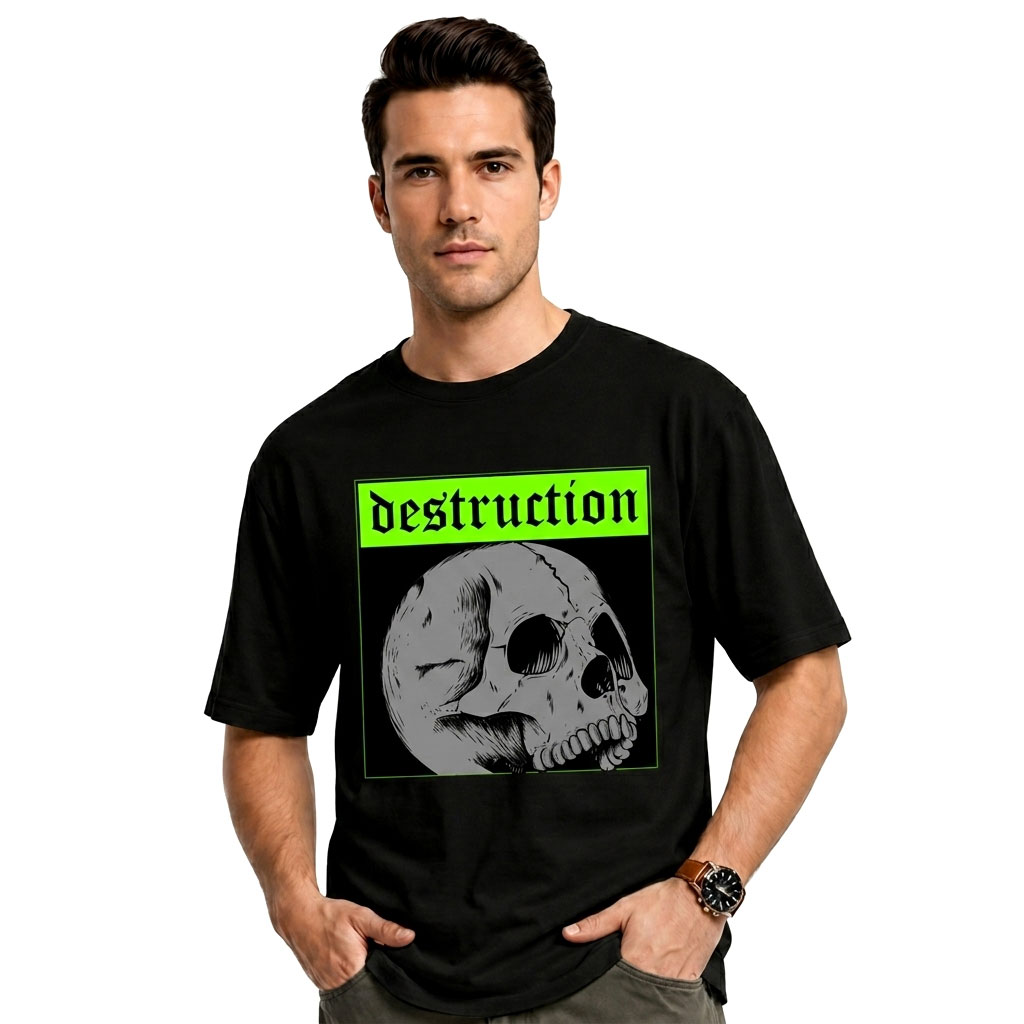 Destruction Mode Oversized Graphic T-Shirt for Men