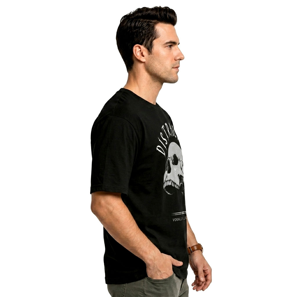 Distraction Oversized Skull Graphic T-Shirt for Men