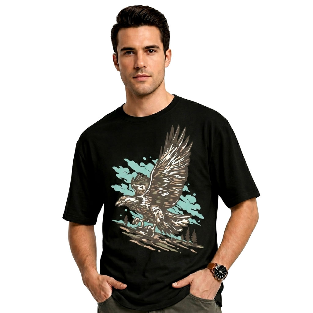Sky Hunter Eagle Oversized Graphic T-Shirt for Men