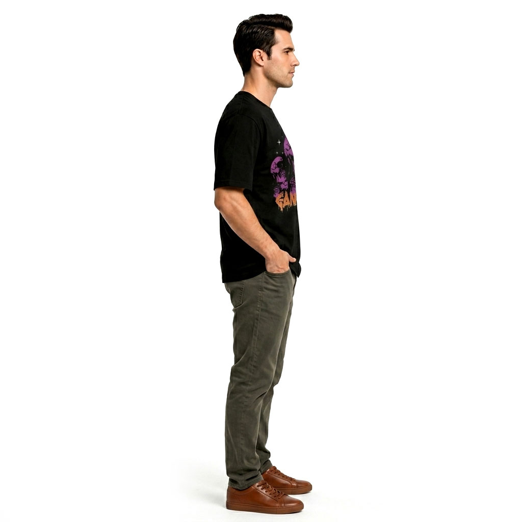 Gangster Vibe Oversized Skull Graphic T-Shirt for Men