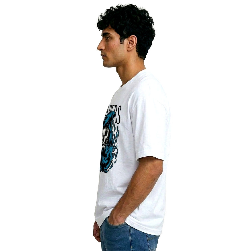 Reapers Skull Graphic T-Shirt for Men | Grim Reaper Printed White Cotton Tee