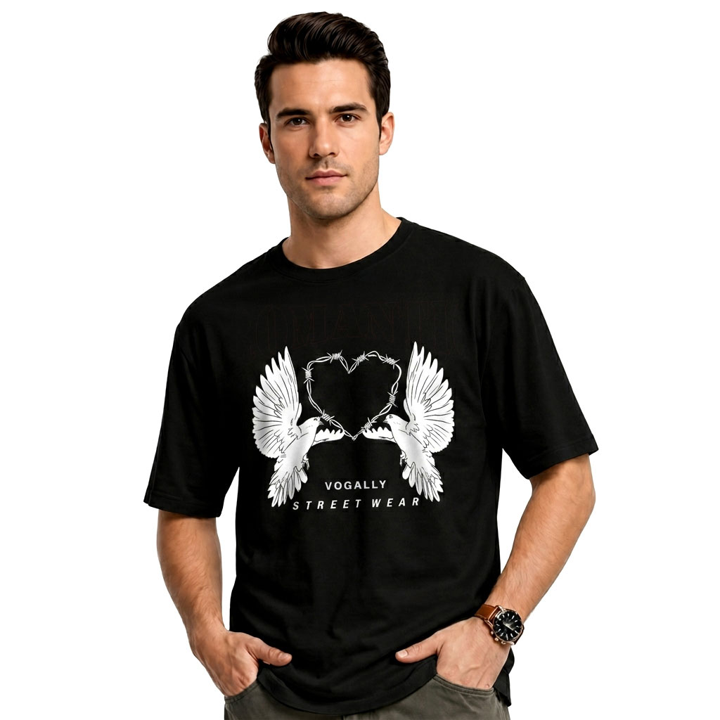 Dual Wings Graphic Oversized T-Shirt – Premium Black Streetwear Tee