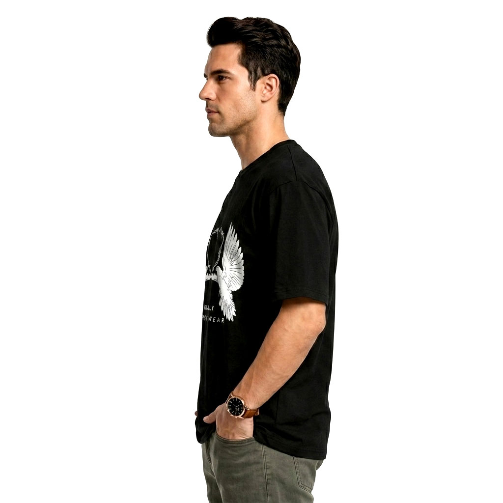 Dual Wings Graphic Oversized T-Shirt – Premium Black Streetwear Tee