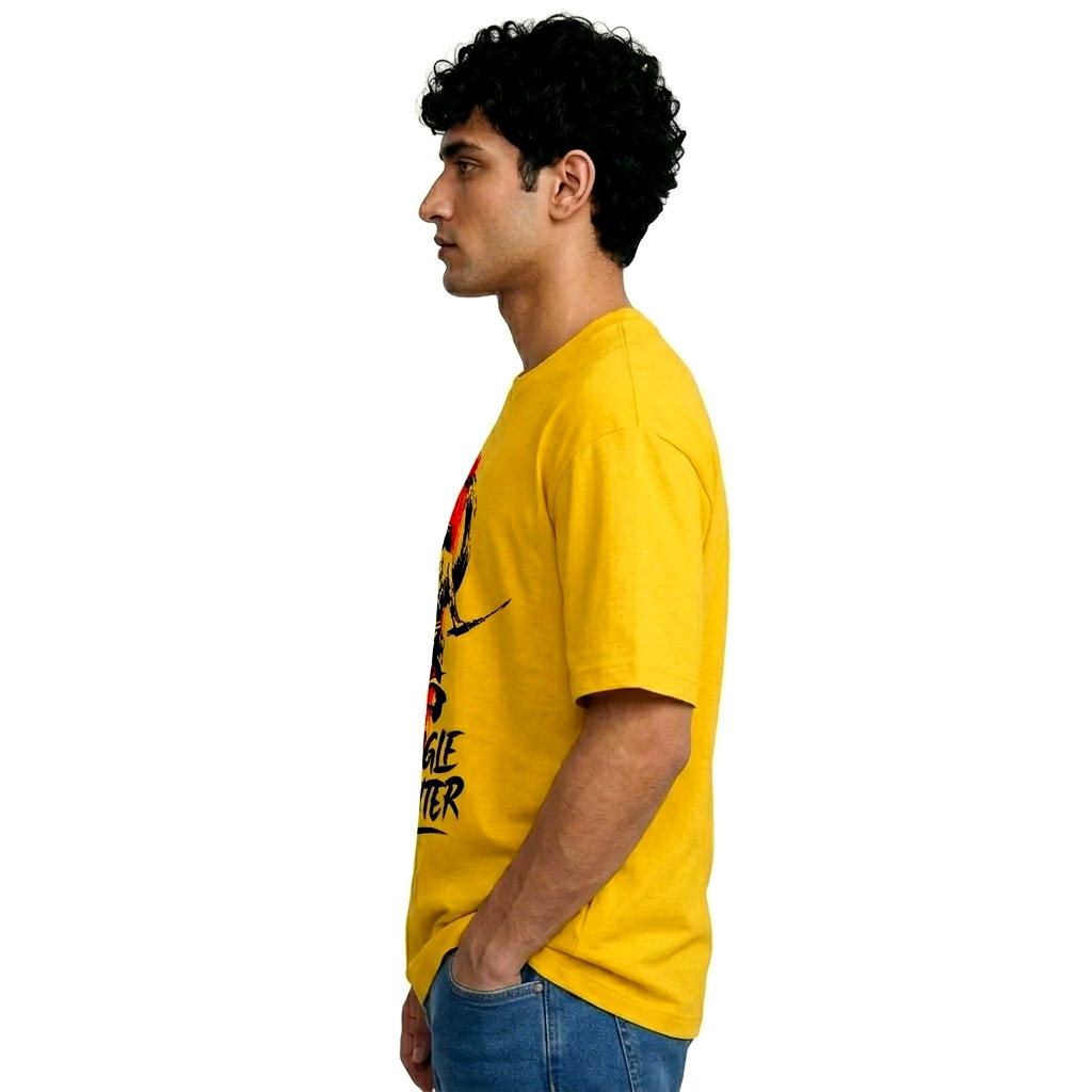 Single Fighter Graphic T-Shirt – Bold Streetwear Yellow Tee