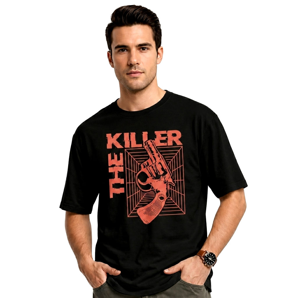 “The Killer” Graphic Oversized T-Shirt – Bold Streetwear Black Tee
