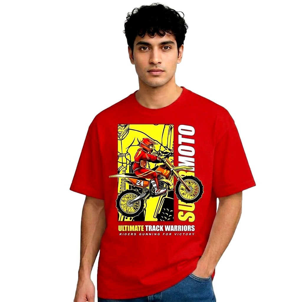 Ultimate Track Warriors Moto Graphic T-Shirt – Red