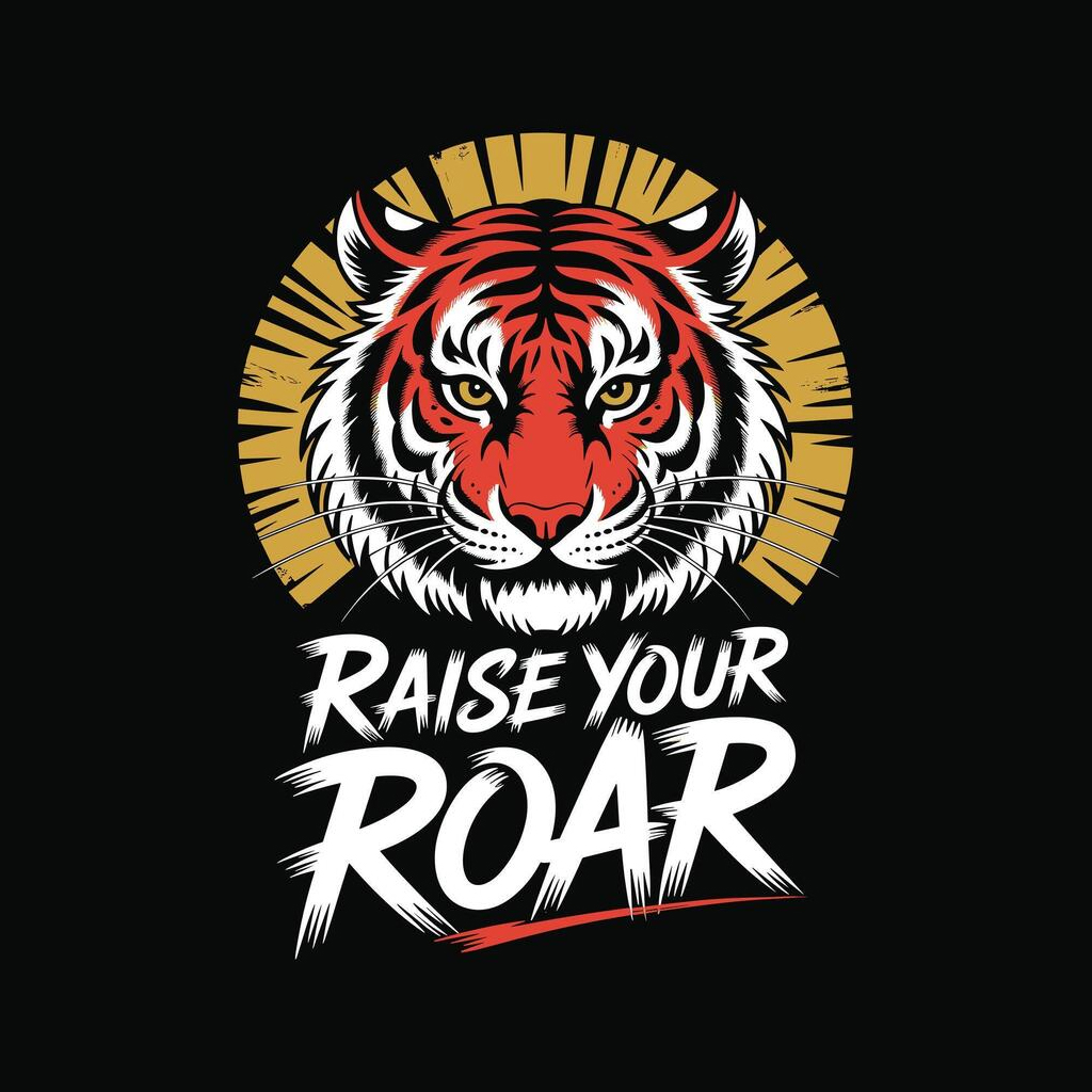 Raise Your Roar Tiger Printed Black T-Shirt for Men