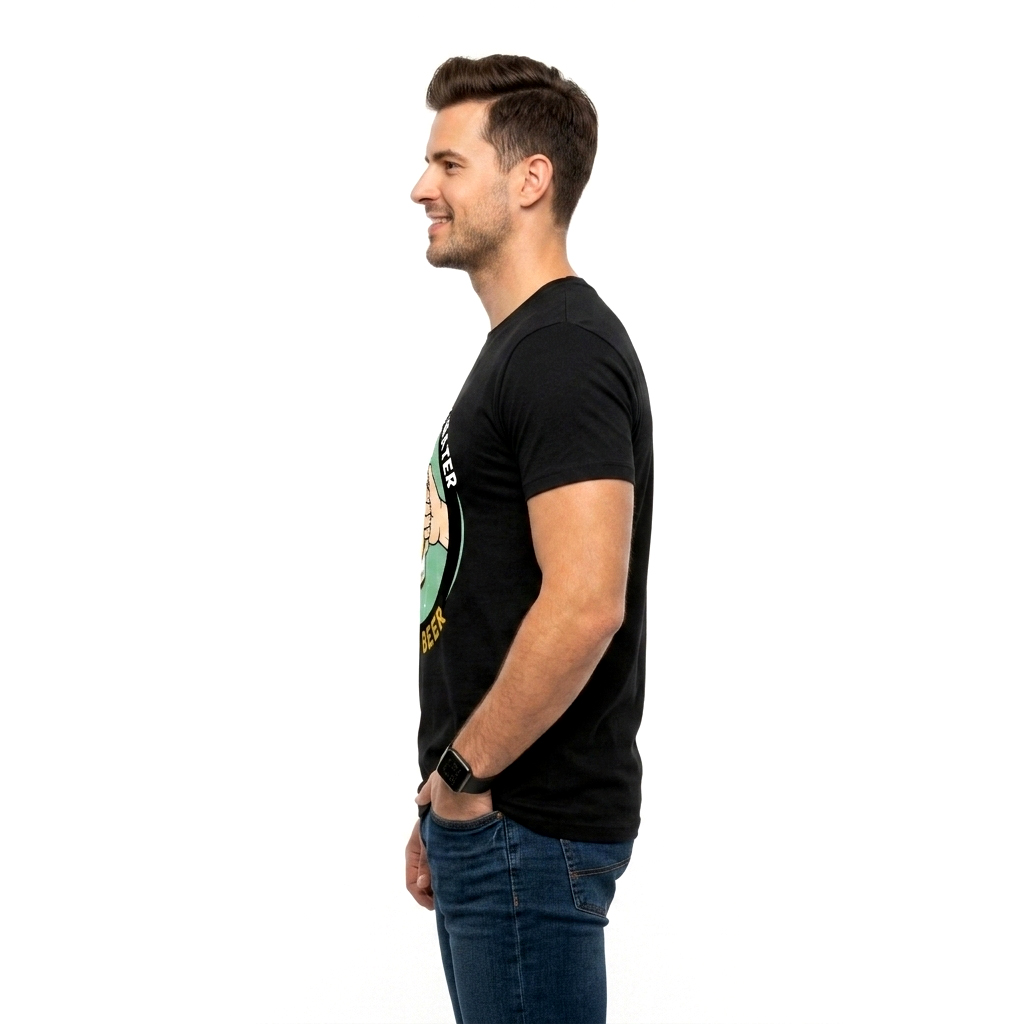 Save Water Drink Beer Printed Black T-Shirt for Men